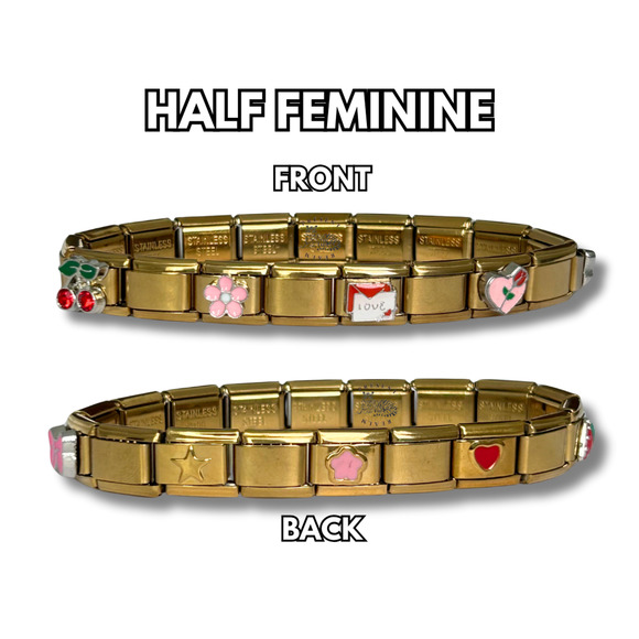 Feminine Italian Charm Bracelet Golden READY TO WEAR w/ 9 Decorated Charms - Picture 3 of 5